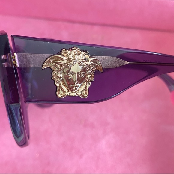 Authentic VERSACE Women’s Sunglasses Cat Eye Purple Gold Medusa - Picture 3 of 7